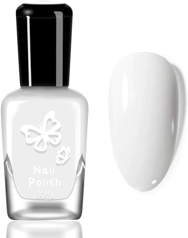 Weiß Nagellack - Glossy Natürlicher Shimmer Quick Dry Nail Polish, Ungiftig Klassisches Nagellack auf Wasserbasis, Ohne UV Lampe, Langanhaltender Chip Resistant Farblack für Frauen (Classic White)
