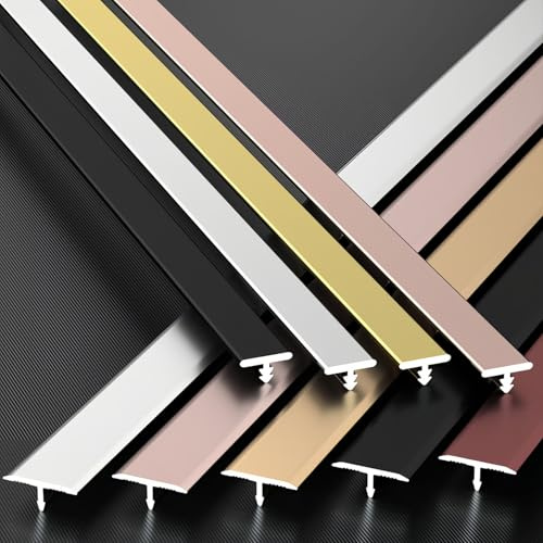 CMJYMX T-Profil Teppichschwellenübergang, 90 cm X 3 Stück, Aluminium Übergangsschiene Abdeckleiste Für Fußböden Ohne Bohren, Für Fugen, Fliesen Und Teppichschwellen(Iron Gray,0.6cm/0.23in)