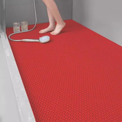 PVC-Ablaufmatten für Bad & Küche, wasserdichte Bodenmatten (rot, 90 cm x 300 cm) – rutschfest, leicht zu reinigen, ideal für Nassbereiche
