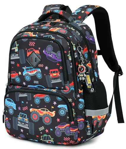 QIXIHU Boys School Bag, Kawaii All-Over Print Kids Backpack, Lightweight & Breathable Childrens Backpack for Primary School & Nursery, Water Resistant, Fits A4