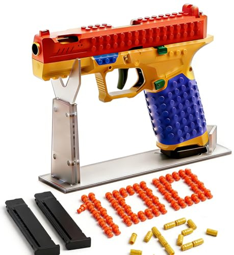 Klemmbaustein Spielzeug Pistole, Toy Gun DIY-Modell, 100 Darts, 12 Hülsen, 2 Magazinen, Halloween Weihnachten Geburtstag Geschenke ab 14+
