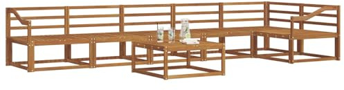 vidaXL Outdoor-Sofagarnitur 7 pcs Natur Massivholz Akazie, Garten-Lounge-Sofa-Set, modernes Ecksofa, langlebige Gartenmöbel, anpassbare Terrasse für Wohnräume