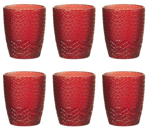 Evviva Set 6 Bicchieri acqua in vetro decorato 320 ml - Mozart (Rosso)
