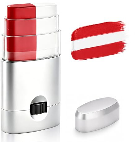 Red White Face & Body Paint Stick, Sports Eye Black-Style Makeup Stick, Waterproof Sweatproof Cream Paint for Soccer Football Baseball Fans, Flag Color Makeup for Canada England Switzerland
