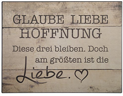 °* Metallschild Glaube,Liebe,Hoffnung 33x25 cm (Braun)