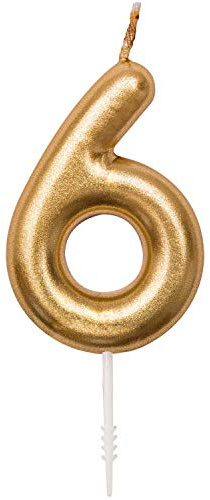 RICO DESIGN GmbH & Co. KG Zahlenkerze Zahl 6 Farbe Gold