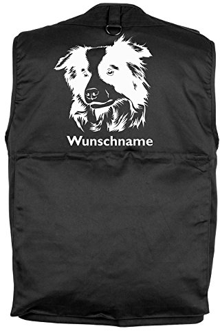 Tierisch-tolle Geschenke Border Collie - Hundesportweste mit Rückentasche und Namen (M)