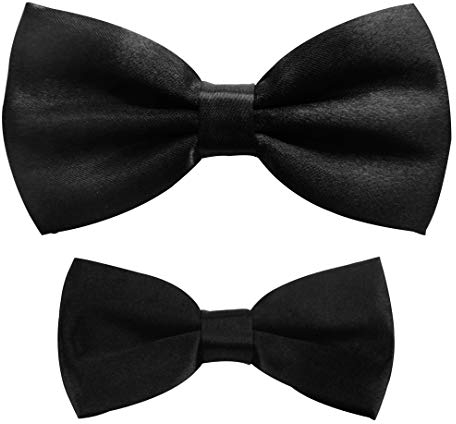 axy Vater-Sohn Partnerlook Fliege Schleife, bereits gebunden, Konfirmation verstellbar in verschiedenen Farben FLIP1 (Schwarz)