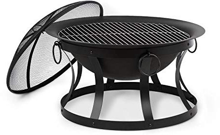 Blumfeldt Pentos - 2-in-1 Fire Pit Ø 73cm, Fire Pits For Garden Firepit with Antique Look, Fire Bowl with Spark Protection, Ø60 cm grill grate, Heat-resistant Lacquer, Charcoal or Firewood, Black