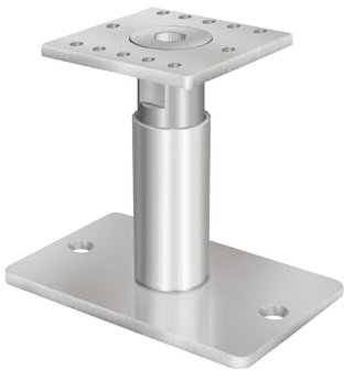 HSI Pfostenträger BASE Plus höhenverstellbar 140 + 50 mm HV für Holzkonstruktionen, Pfostenträger 100x100 mm aus Baustahl S235JR feuerverzinkt, Ohne Fräsen, Auch für Horizontallasten