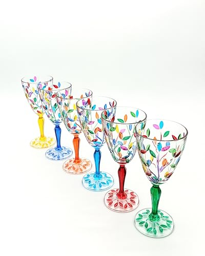 Perle d'Arte set von 6 Weinkelch Laurus cl. 28 multicolour von hand bemalt glas Murano Venedig stil