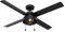 Hunter Fan Company, 50336, 52 inch Spring Mill Matte Black Indoor/Outdoor Ceiling Fan with LED Light Kit and Pull Chain