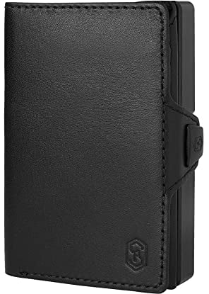 ZNAP® Slim Wallet Kreditkartenetui | Geldbörse Herren | Kartenhalter Geldbeutel Herren | Kartenetui Herren Geldbeutel | Herren Portemonnaie mit RFID Schutz | 12 Karten | Schwarz
