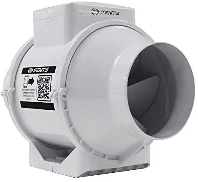 125 mm - 5 inch diameter Silent Bathroom In-line Extractor Fan with Run On Timer Loft mounted Toilet Ventilation Damp Control Shower Ceiling