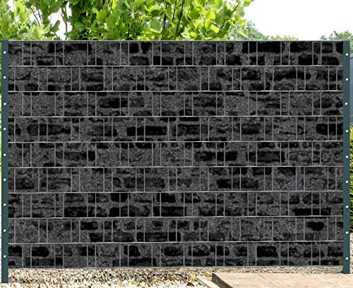 PerfectHD Zaunsichtschutz - Florenz - Motiv: Stone 1 - Sichtschutz für den Garten - 2,50 x 1,80 x 0,19 m - 9 Streifen
