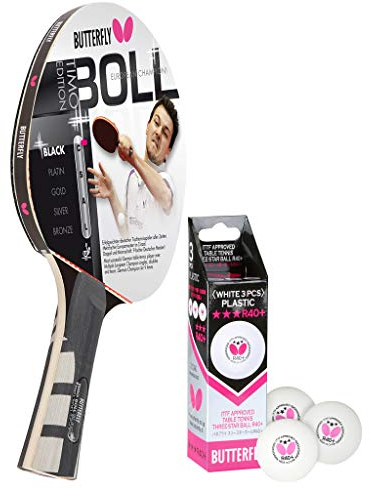 Butterfly® Timo Boll Black 85030 Tischtennisschläger | Tischtennis Racket Bat Profi Wettkampfschläger für technisch fortgeschrittene Spieler | ITTF zertifizierter Wakaba Belag | anatomische Griffform
