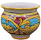 Sicilia Bedda - VASO IN CERAMICA SICILIANA - Decorazione Maioliche - Prodotto Artigianale di Alta Qualità - DIAMETRO 10 CENTIMETRI (Rosso Giallo e Celeste)