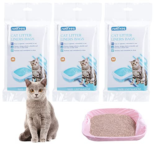 Nobleza 36 Pcs Cat Litter Tray Liners, Medium 50x40cm Scratch Resistant Cat Litter Box Liners Heavy Duty, Thicken Leak-Proof Tear Resistant Cat Litter Bags for Medium Small Litter Box, White