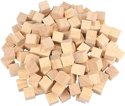 100 Stück Holz Würfel 20 MM Holzblöcke Holzwürfel Bastelwürfel Blanko Deko Holz Basteln Bastelmaterial Holz Quadrat Würfel Natur Deko zum DIY Basteln Malen DIY Handwerk Dekoration (B)
