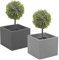 URBNLIVING Stone Effect Flower Planter 20cm Cube Plant Pot Indoor Outdoor (Grey)