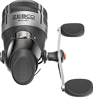 Zebco Bullet Spincast Angelrolle, Größe 30, schnell 29,6 Zoll pro Drehung, GripEm Allwetter-Griffknöpfe, vorgespult mit 4,5 kg Zebco Angelschnur, schwarz