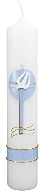 Wiedemann Tauf-Kommunionkerze KreuzSonne Taube 265/50mm (Blau)