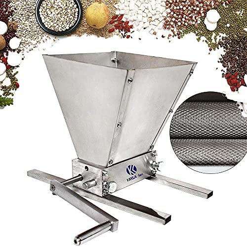 Grain Malt Mill Crusher with Base,Stainless Steel Barley Grinder with 2-Roller, Manual Barley Spice Cereals Grinder Machine for Beer Brewing Grain Mill Homebrew