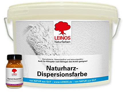 LEINOS Set Wandfarbe | 2,5l Naturharz-Dispersionsfarbe 660 + 25ml Pigment-Konzentrat 668.311 Ocker-Havanna