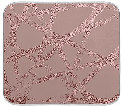 Mnsruu Absorbent Dish Drying Mat Rose Gold Structure Dishes Drainer Protector Pad Pot Holder with Hanging Loop for Kitchen Countertops Sinks Refrigerator 40.6 x 45.7 CM