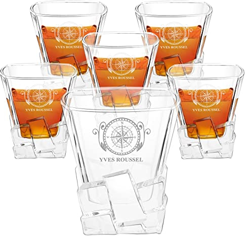 Maverton Ensemble de 6 Verres a whisky avec gravure - Avec motif décoratif - Cadeau personnalisé homme - Verres élégants pour lui - Idee cadeau homme - Verre a whisky au design unique - Cible