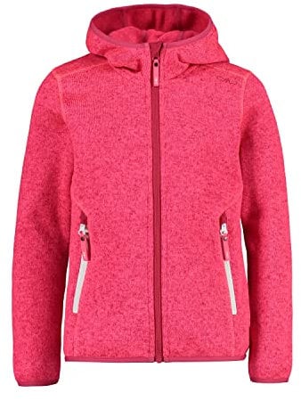 CMP, Knit Tech mélange fleece jacket with hood, GLOSS-FRAGOLA, 98, Gloss-Erdbeere