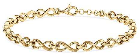 TJC Bracelet en argent sterling 925 plaqué or rose et jaune pour femme avec nœud éternel, cadeau de mariage pour femme, petite amie, maman, 7 Inches, Argent sterling, Pas de gemme