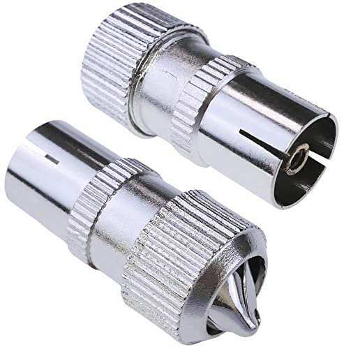 AERZETIX – C54441 - Lot de 2 connecteurs/adaptateurs/fiches d'antenne TV femelles 9.5 mm pour câbles coaxiaux - longueur 29 mm - en métal
