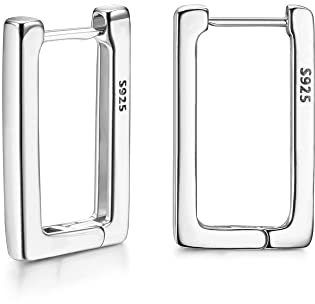 KRFY Kleine Geometrische Huggie Creolen - Sechseck Dreieck Ovale Ohrringe aus 925 Silber, 18 Karat Vergoldet für Frauen