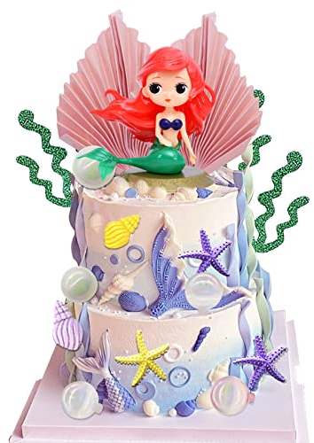 Morofme Mermaid Cake Topper 16pcs Under the Sea Cake Toppers Mermaid Birthday Baby Shower Cake Cupcake Topper Mermaid Mini Figurines Mermaid Cake Decoration for Mermaid Theme Princess Underwater Party