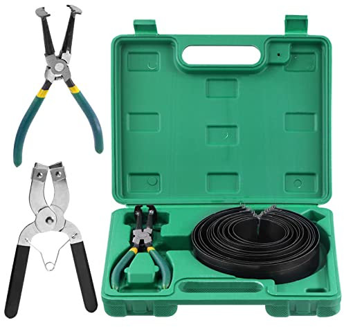 Glarks Auto Engine Piston Ring Compressor Tool Set - 15Pcs Including Pliers and 14 Piston Rings (62-145mm/2.44-5.71in) for Car Truck Engine Repair