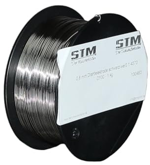 Hyundai Welding 0,8 mm Schweißdraht Edelstahl 1.4370 307 L (schwarz-weiß) NIRO INOX Stainless (D100 (100mm), 1,0 Kg)