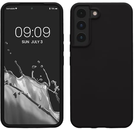 kwmobile Schutzhülle kompatibel mit Samsung S22 Hülle - Silikon Case Handyhülle S22 - Handyhülle Samsung S22 weiche Oberfläche - kabelloses Laden - Schwarz