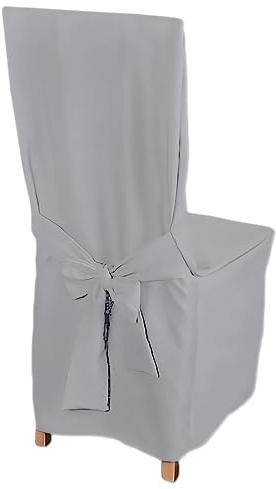 HOME DEKO Stuhlhussen mit Schleife, Universal-Sitzbezüge zum Schonen von Stühlen für Wohnzimmer, Esszimmer oder Küche, Perfekt für Anlässe Aller Art, Grau, 4 Stück
