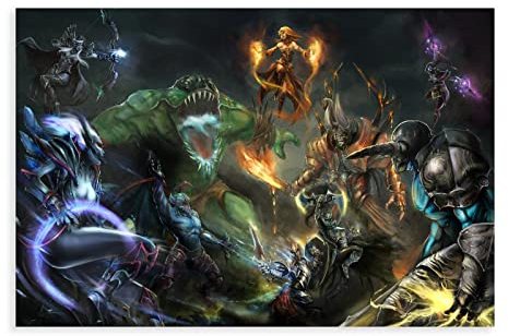 DOTA 2 Spiel Leinwand Poster Schlafzimmer Dekor Sport Landschaft Büro Zimmer Dekor Geschenk Rahmen: 30 x 45 cm