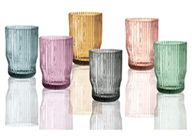 BRANDANI BICCHIERE PLISSE' SET 6 PZ COLORI ASSORTITI VETRO 51068
