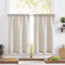 TOPICK Scheibengardine Leinenoptik Bistrogardine 2er Set 115Hx90B cm Uni Kurzer Küche Vorhänge Gewebe Gitter Lichtfilterung Paarig Schals für Wohnzimmer Landhaus Kleine Fenster Beige