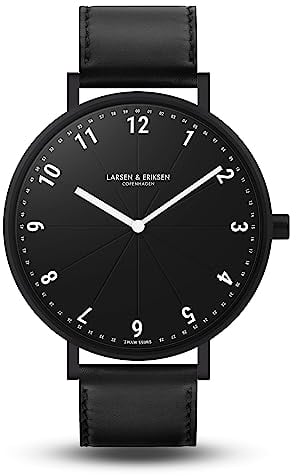 Larsen & Eriksen - Skala - Minimalistische analoge Quarz-Armbanduhr - 41 mm - 5ATM Wasserbeständigkeit - Dänisches Design - Von Hand zusammengebaut - Black | Black | Black