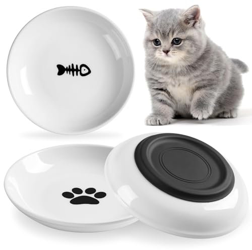 WROSWT Juego de 3 Cuencos de cerámica saludables para Comida y Agua, Base de Silicona Antideslizante, antifatiga