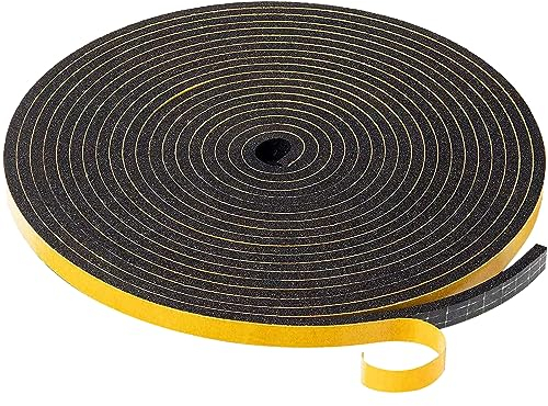 10m Burlete Ventana,Burlete Puerta,Burletes para Ventanas,Aislante Ventana,Tira de Sellado para Puertas,para Insonorización,a Prueba de Viento,Impermeable,6mm de Ancho,3mm de Espesor (Negro)