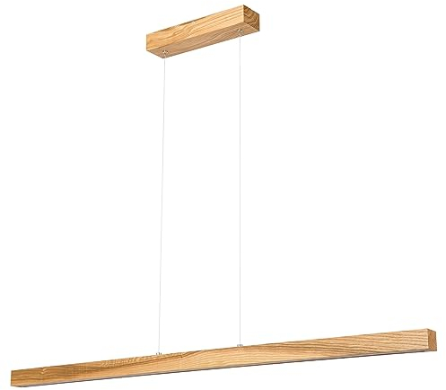 alfalux Lampe LED Hängelampe aus Holz Wohnzimmer Esszimmerlampe Hängeleuchte Pendelleuchte Esstischlampe Küchenlampe DIMLED115KB-3K-RUSTIKAL 115 cm Warmweißes Licht Rustikal Dimmbare