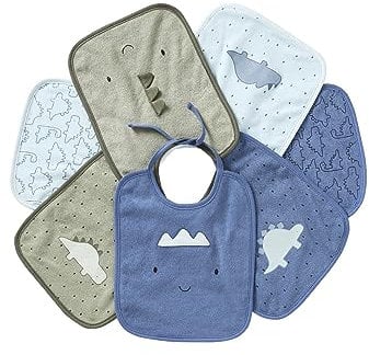 VERTBAUDET 7er-Pack Baby Lätzchen Oeko-Tex farblich sortiert dino