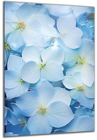 DARO Design - Wand-Bild auf 6mm HDF 40x30 cm Blüten hellblau - Wand-Deko Bilder Geschenk