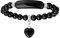 KRYMSON 1 pulsera de obsidiana negra con forma de corazón, pulsera de cuentas de cristal, pulsera de la suerte, colgante en forma de corazón, ideal para mujeres para llevar y regalar, 18.5