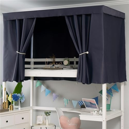 Treer Bettvorhang Hochbett Etagenbett, Blackout Vorhänge Staubdicht Betthimmel Hochbett Etagenbett Kinder Bettzelt Schlafsaal Bettvorhänge für Studentenwohnmein Kinderzimmer (Marineblau,1.5x2M)